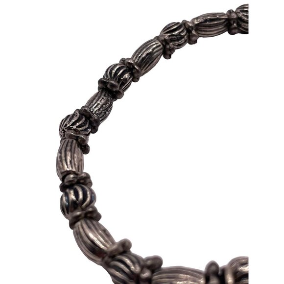 Vintage Philippe Audibert Paris Silver tone Beaded Metal Stretch Bracelet Signed - Picture 3 of 8